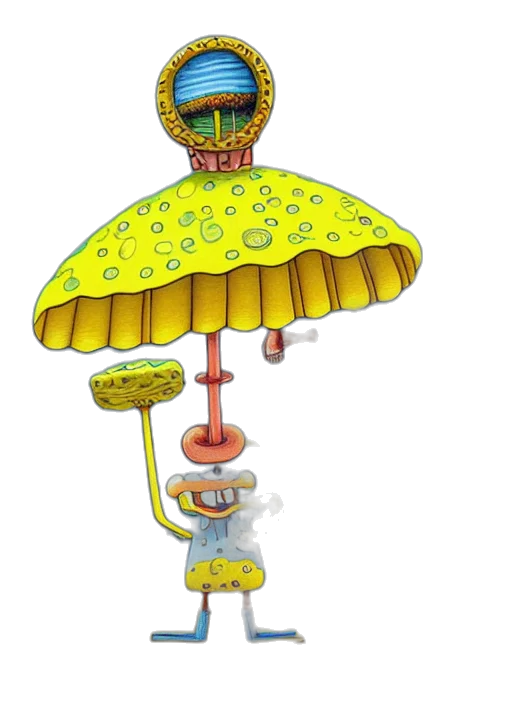 umbrella, staff, hat, robot transparent PNG cut-out