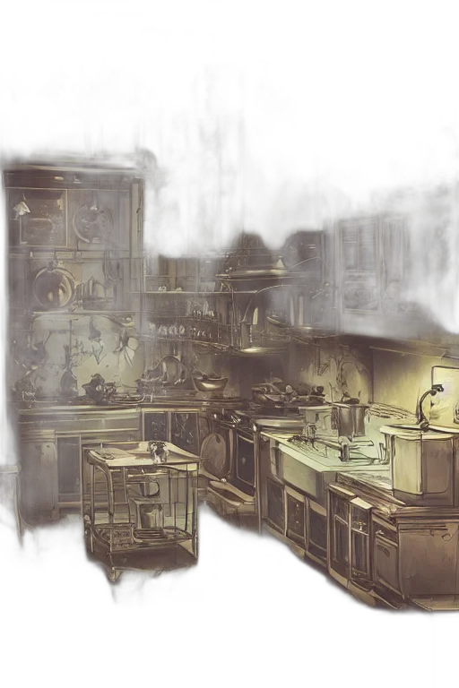 concept art, 3d render, watercolor, photorealistic, fog, city street, night, earth tones transparent PNG cut-out
