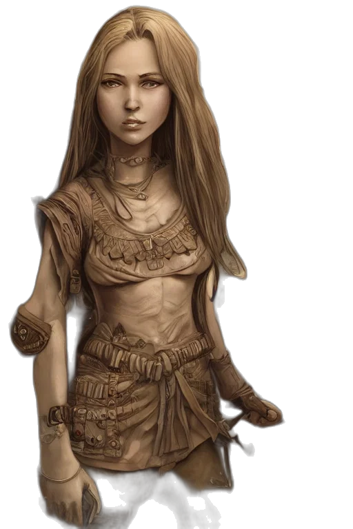 dress, jewelry, staff, fantasy art transparent PNG cut-out
