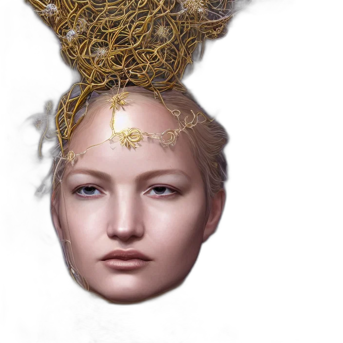 crown, hair, mask, face, 3d render, photorealistic, fantasy art, concept art transparent PNG cut-out