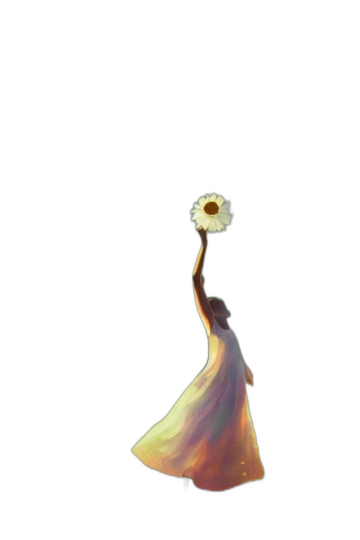 dress, flower, staff, umbrella, watercolor, concept art, fantasy art, pixel art transparent PNG cut-out