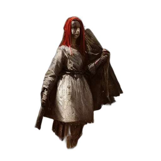 dress, staff, face, weapon transparent PNG cut-out