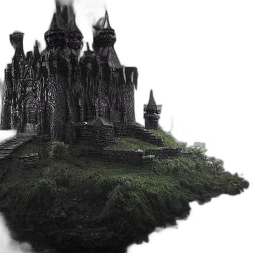 crown, dragon, building, 3d render, fantasy art, concept art, photorealistic, fog transparent PNG cut-out