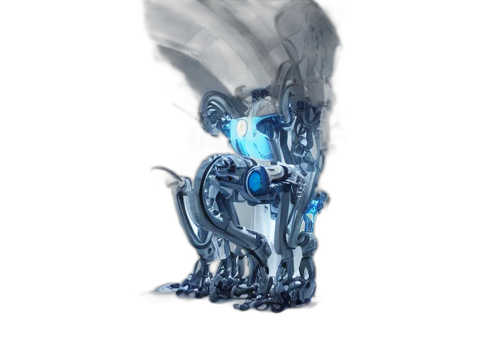 dragon, robot, creature, staff transparent PNG cut-out