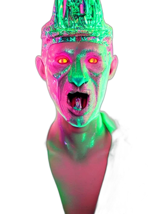 mask, face, creature, robot, cyberpunk, 3d render, vaporwave, photorealistic transparent PNG cut-out