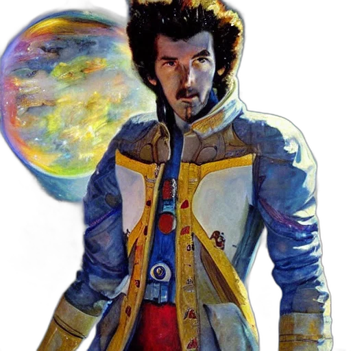 jacket, staff, face, sword transparent PNG cut-out