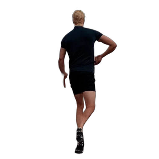 staff, jacket, blond, dude, abs, walking, away, explosion transparent PNG cut-out