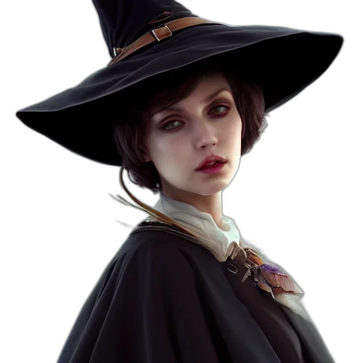 hat, staff, face, dress transparent PNG cut-out