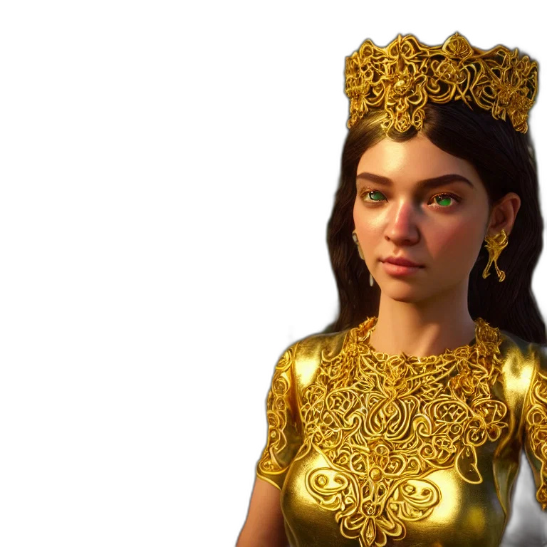 crown, jewelry, staff, 3d render, fantasy art, concept art, photorealistic, golden transparent PNG cut-out