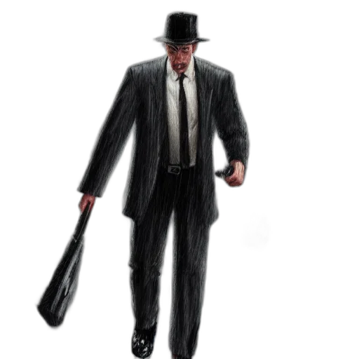 staff, hat, umbrella, jacket, concept art, comic book art, pixel art, photorealistic transparent PNG cut-out