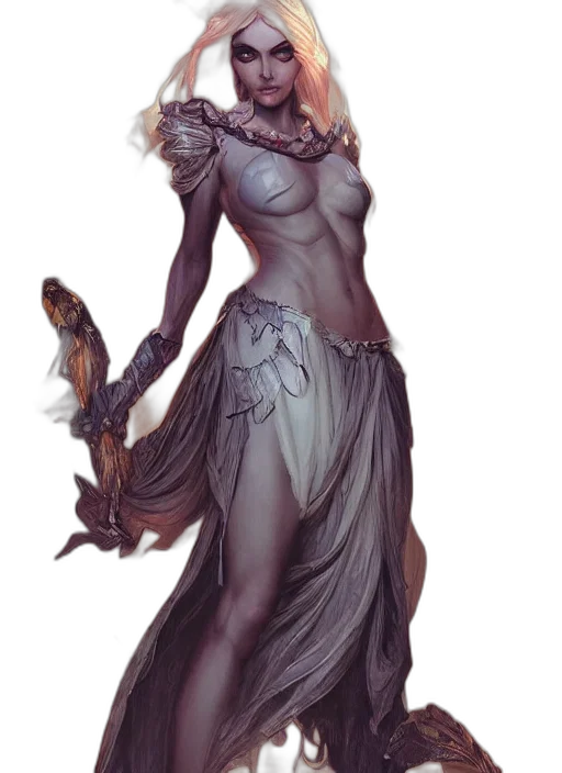 dragon, dress, creature, staff transparent PNG cut-out