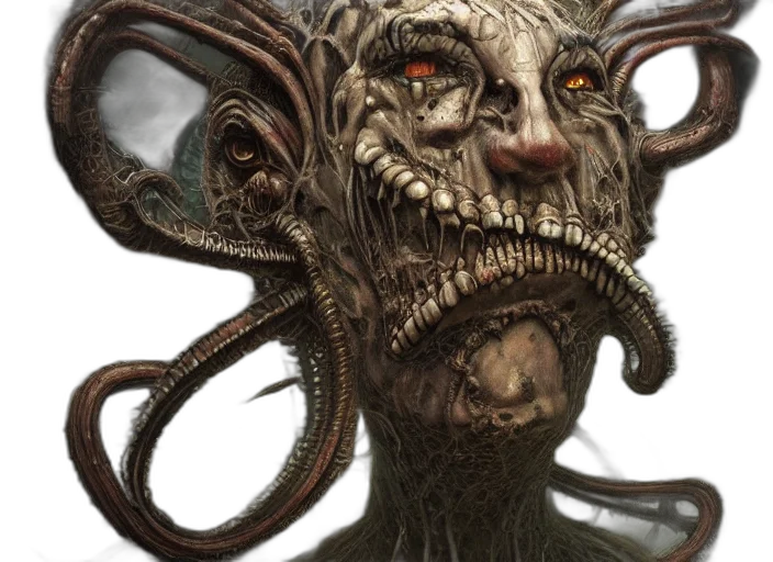creature, face, mask, hair, concept art, fantasy art, photorealistic, 3d render transparent PNG cut-out