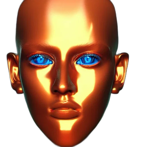 face, robot, mask, jewelry, 3d render, photorealistic, vaporwave, cyberpunk transparent PNG cut-out