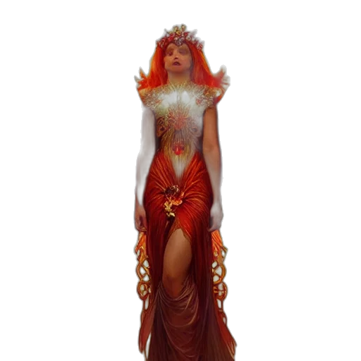 dress, crown, staff, jewelry, concept art, fantasy art, 3d render, photorealistic transparent PNG cut-out