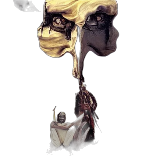 mask, face, staff, crown, concept art, fantasy art, comic book art, watercolor transparent PNG cut-out
