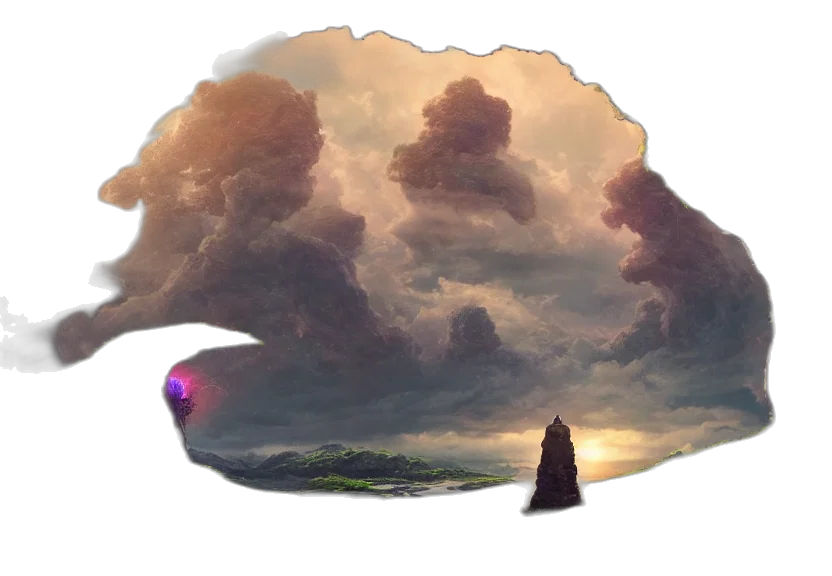 crown, umbrella, hat, tree, concept art, fantasy art, photorealistic, pixel art transparent PNG cut-out