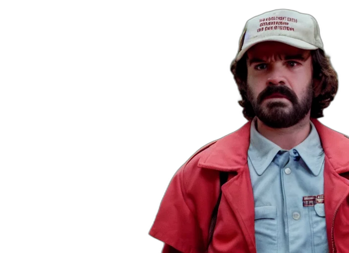 jacket, hat, film, still, jim, hopper, mike, wheeler transparent PNG cut-out