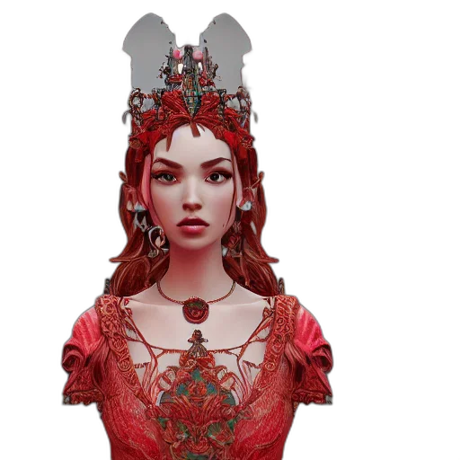 crown, dress, mask, jewelry, fantasy art, concept art, pixel art, 3d render transparent PNG cut-out