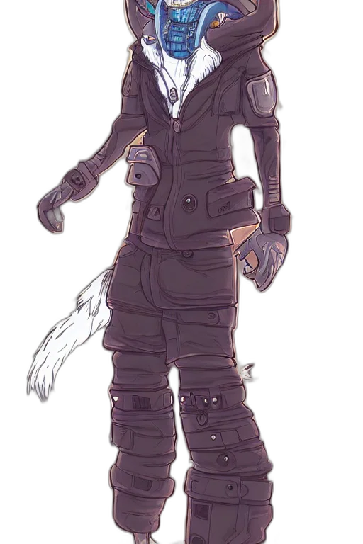 staff, jacket, mask, weapon, concept art, cyberpunk, cartoon, fantasy art transparent PNG cut-out