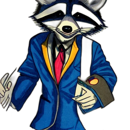 staff, animal, jacket, mask, concept art, cartoon, comic book art, 3d render transparent PNG cut-out