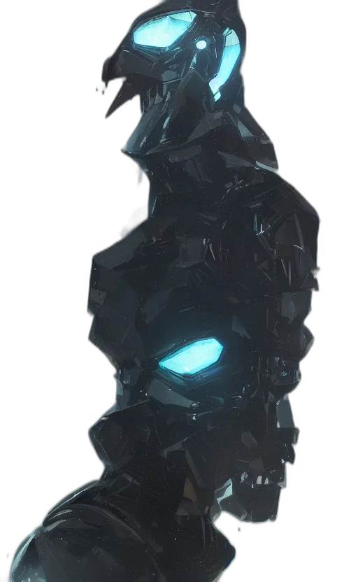 robot, mask, jacket, weapon, concept art, cyberpunk, fantasy art, 3d render transparent PNG cut-out