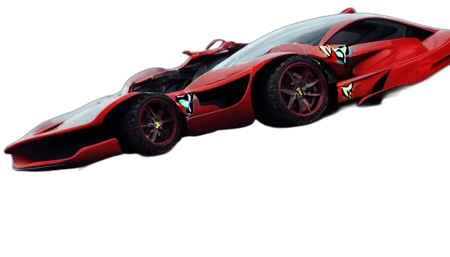 car, weapon, 3d render, concept art, photorealistic, fantasy art, red, ferrari transparent PNG cut-out