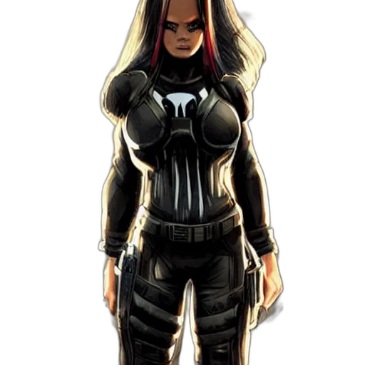 comic book art, concept art, cartoon, pixel art, dark, rachel, cole, punisher transparent PNG cut-out