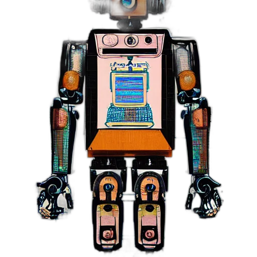 robot, staff, face, cyberpunk transparent PNG cut-out