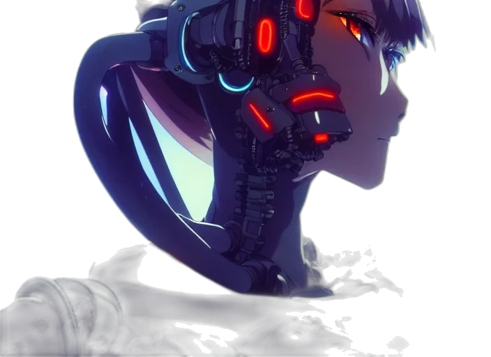 robot, weapon, face, mask, cyberpunk, concept art, anime, fantasy art transparent PNG cut-out
