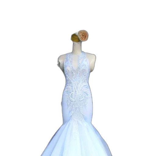 dress, crown, jewelry, 3d render, concept art, full, view, beautiful transparent PNG cut-out