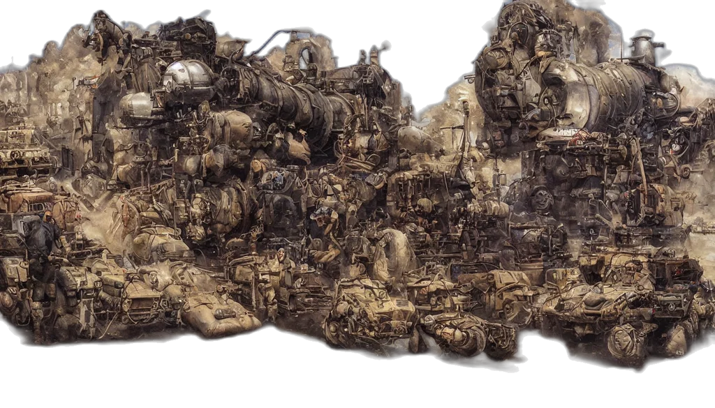 car, robot, weapon, crown, concept art, 3d render, fantasy art, photorealistic transparent PNG cut-out