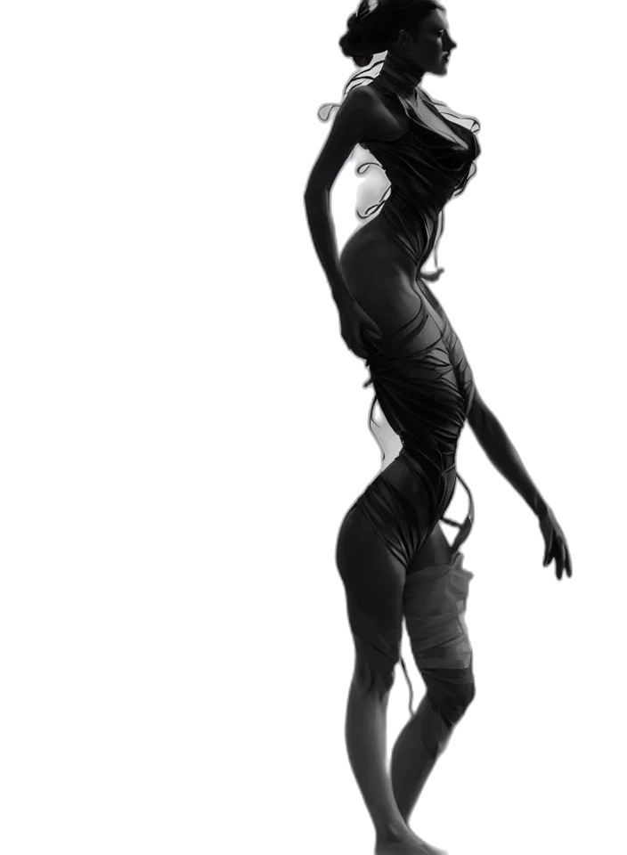 dress, creature, staff, mask transparent PNG cut-out
