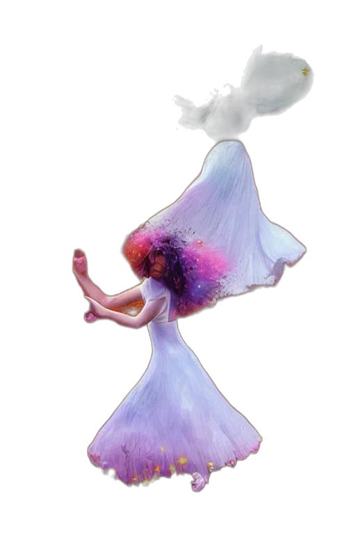 flower, dress, crown, hair, concept art, 3d render, watercolor, fantasy art transparent PNG cut-out