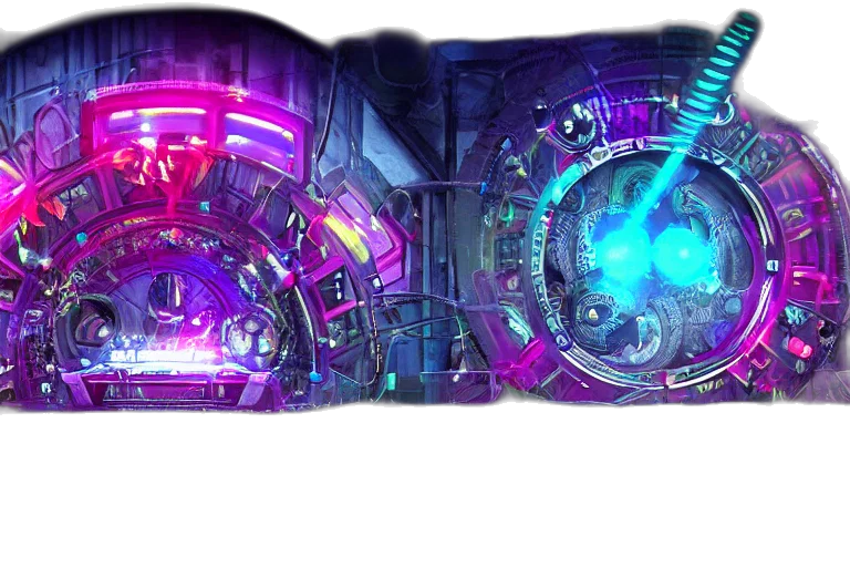 concept art, cyberpunk, 3d render, outer space transparent PNG cut-out