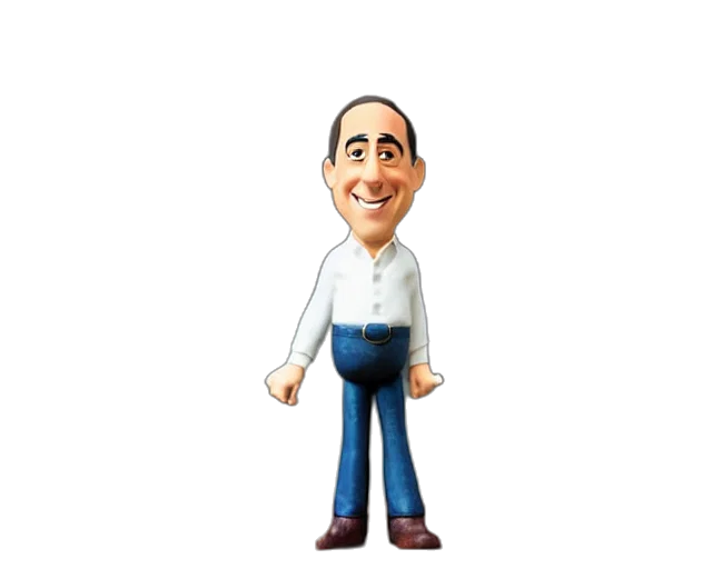 staff, cartoon, 3d render, concept art, photorealistic, jerry, seinfeld, figurine transparent PNG cut-out
