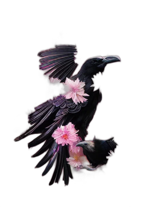 crown, animal, jewelry, flower, 3d render, photorealistic, vaporwave, dark transparent PNG cut-out