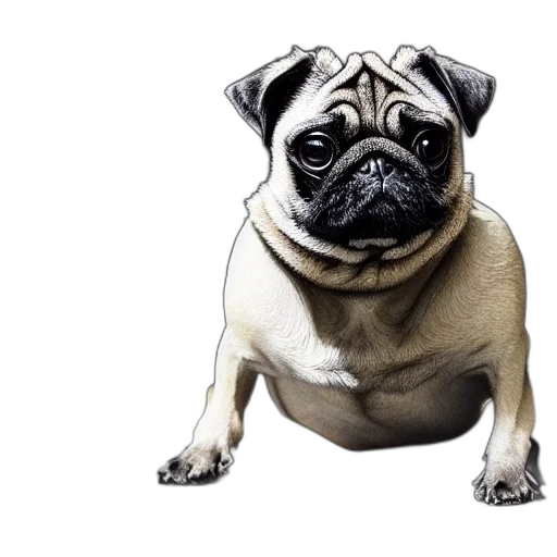 animal, creature, face, photorealistic, 3d render, portrait, pug, rick transparent PNG cut-out