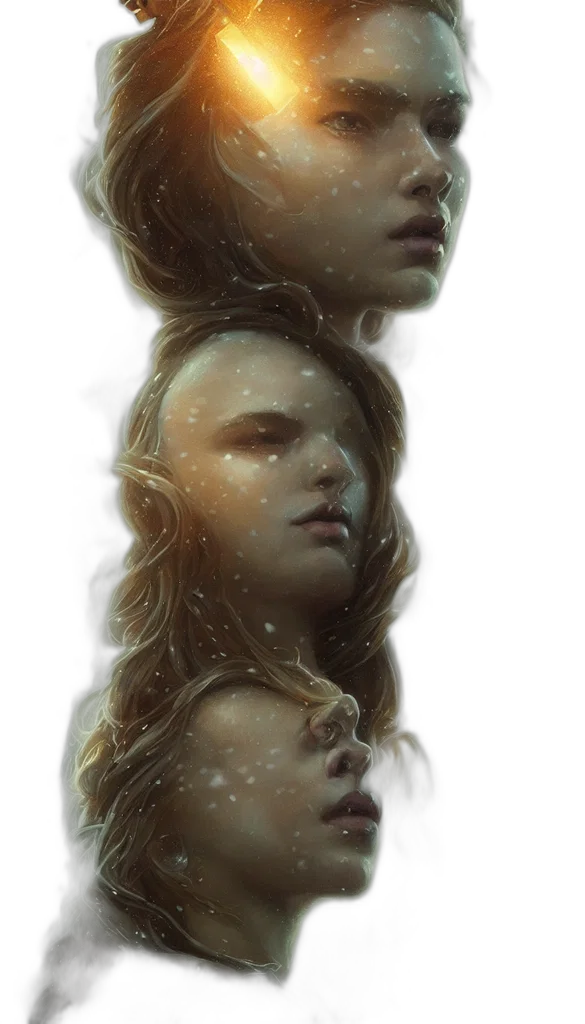 face, hair, crown, mask, concept art, fantasy art, photorealistic, 3d render transparent PNG cut-out