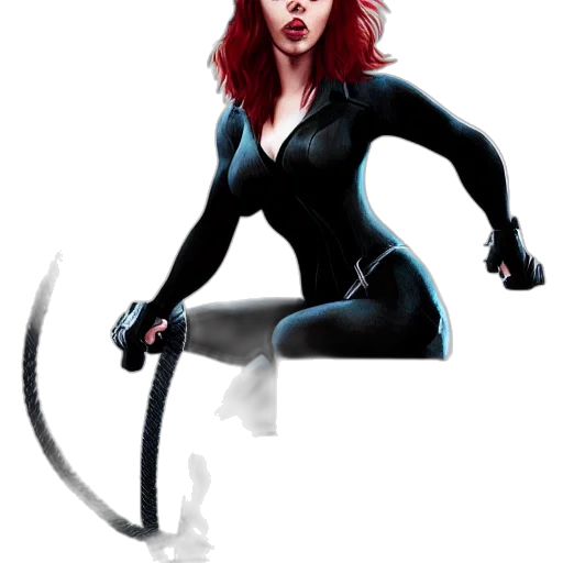 weapon, comic book art, concept art, fantasy art, 3d render, scarlett, johansson, black transparent PNG cut-out