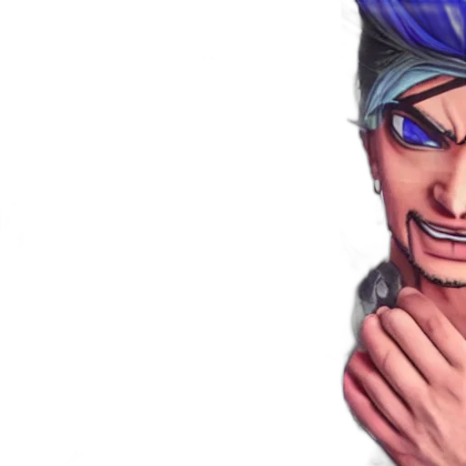 face, anime, 3d render, pixel art transparent PNG cut-out