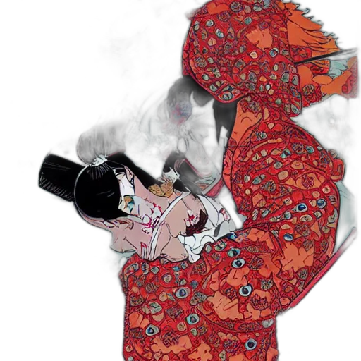 dragon, mask, dress, flower transparent PNG cut-out