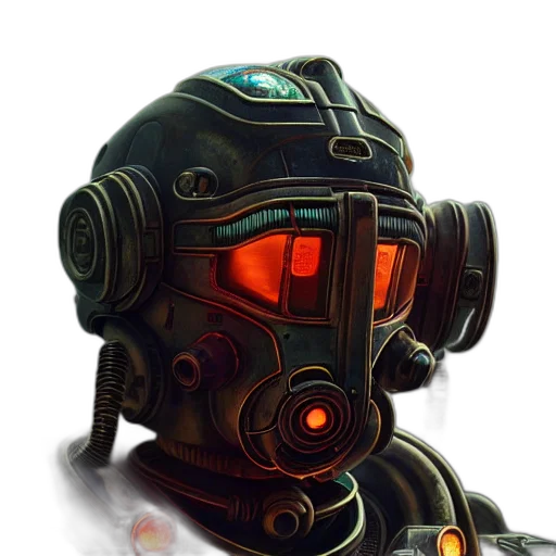 mask, robot, face, weapon, concept art, cyberpunk, 3d render, fantasy art transparent PNG cut-out