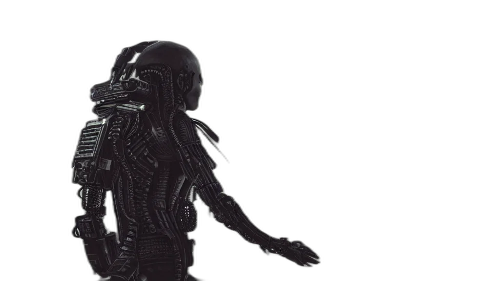 robot, creature, 3d render, concept art, outer space, aliens, brainsuckers, warriors transparent PNG cut-out