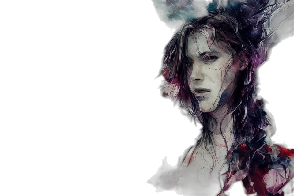face, creature, fantasy art, watercolor transparent PNG cut-out