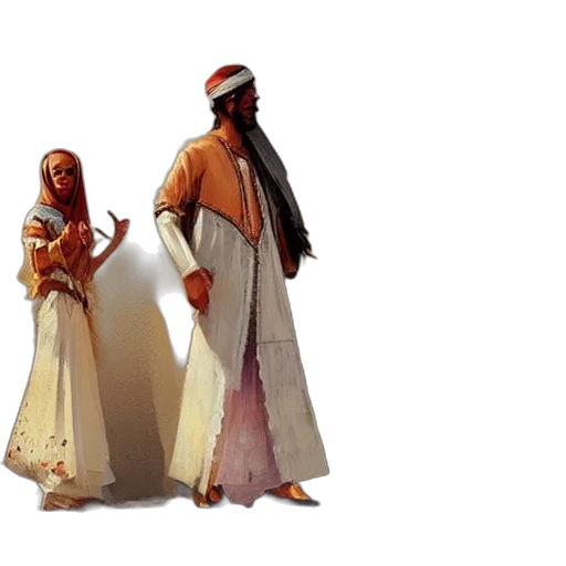 concept art, 3d render, photorealistic, oil painting, algerian, people, wearing, traditional transparent PNG cut-out