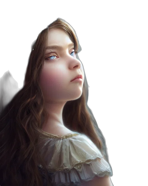 face, crown, dress, photorealistic, fantasy art, concept art, 3d render, fog transparent PNG cut-out
