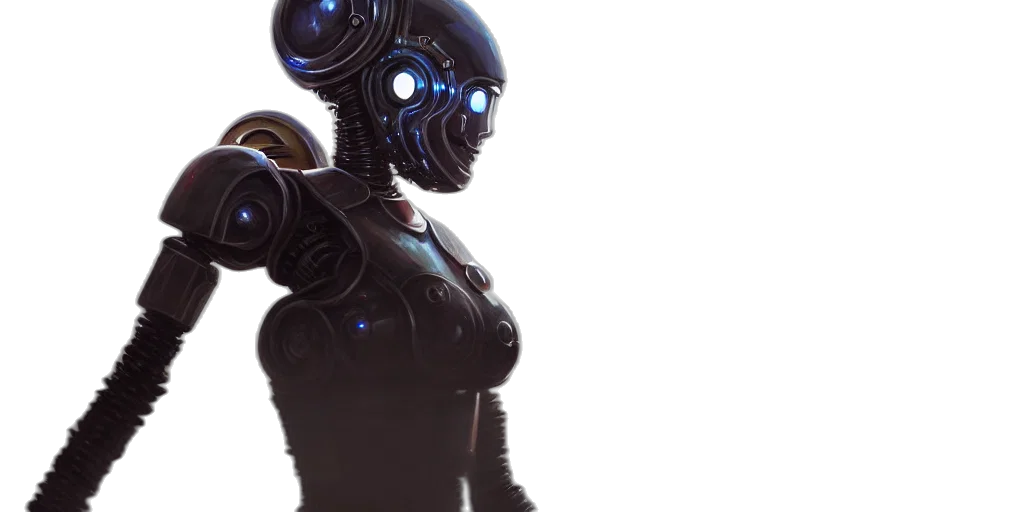 robot, cyberpunk, concept art, 3d render, comic book art, outer space, blue, natali transparent PNG cut-out