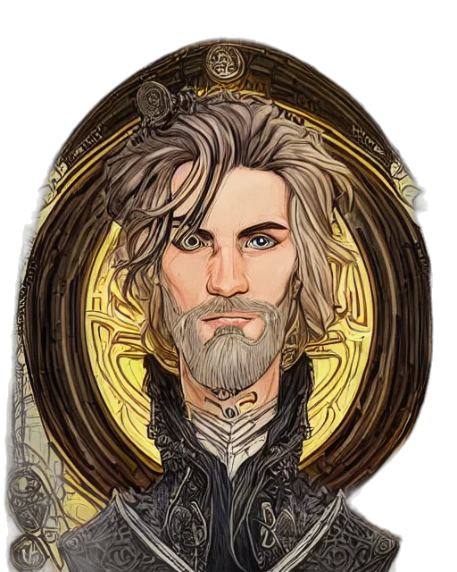 fantasy art, concept art, pixel art, comic book art, golden, detailed, portrait, illustration transparent PNG cut-out