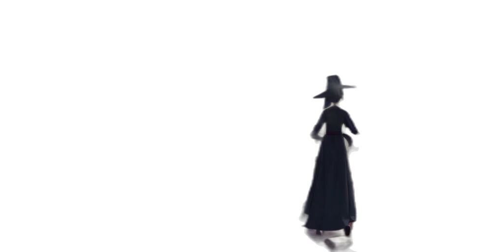 hat, dress, staff, robot transparent PNG cut-out