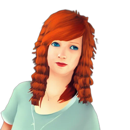 hair, staff, photorealistic, cartoon, 3d render, fantasy art, ginger, girl transparent PNG cut-out